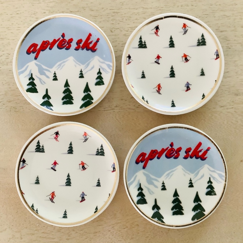 4 Target Bullseye Ski Mini Trinket Dishes